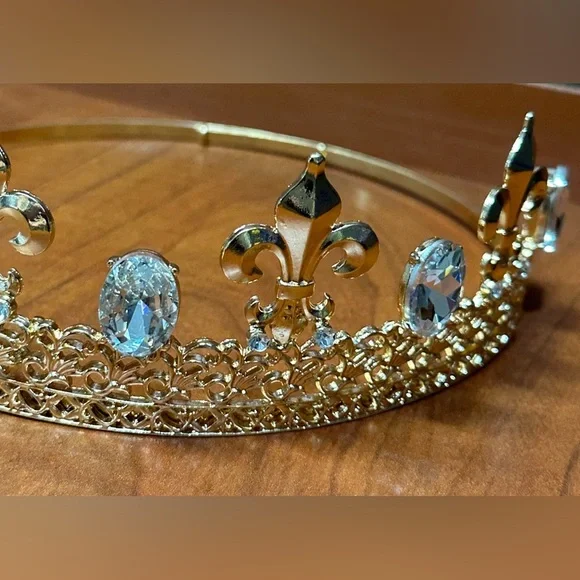 Gold Tiara with Crystal Accents - Picture 3 of 7